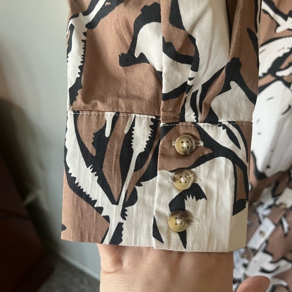 Anthropologie Maeve Floral Shirt Dress Brown Soren Long Sleeve Womens Size L - Picture 8 of 16